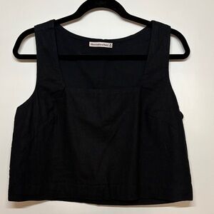 Abercrombie & Fitch Black Square-Neck Cropped Tank Top